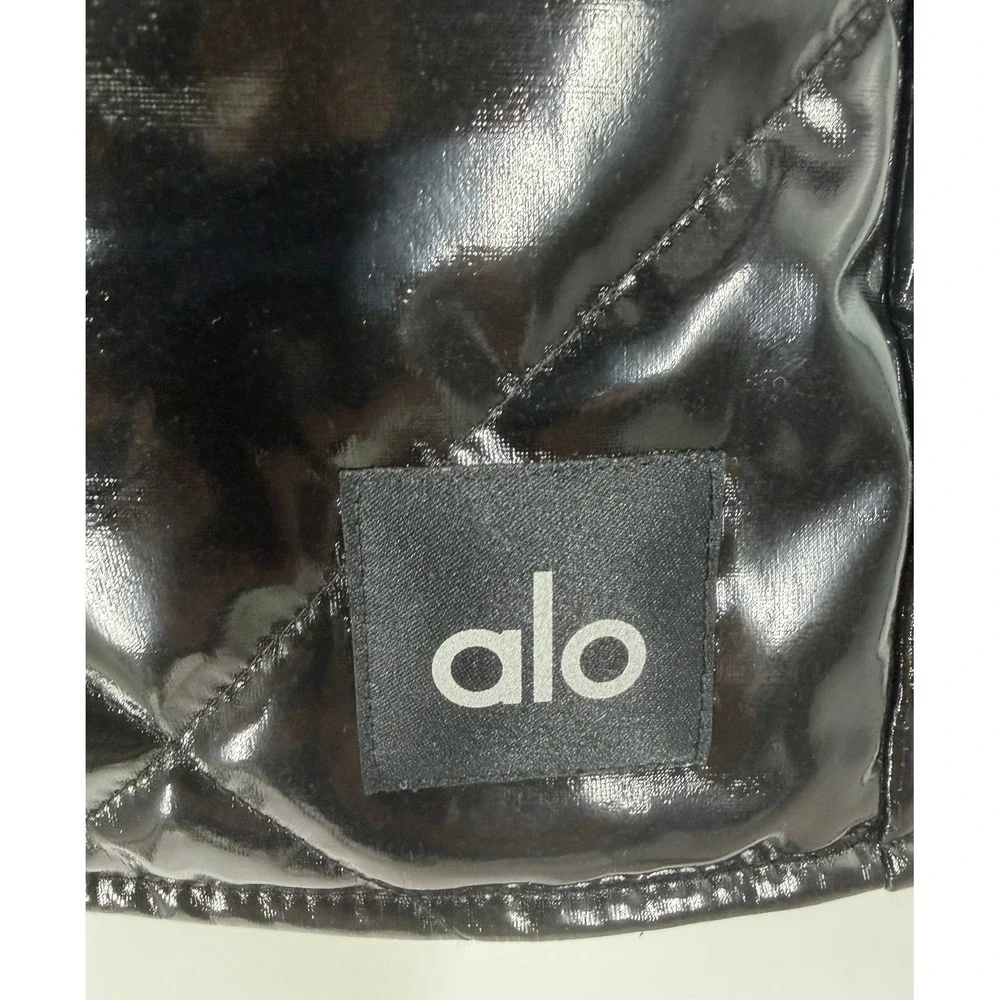 Alo Yoga Womens Quilted Puffer Mini Skirt Black High Shine Size S NEW